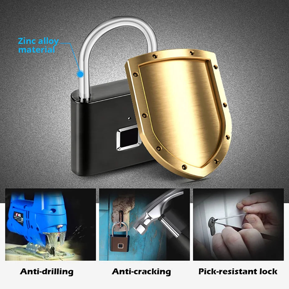 Cadeado Biométrico KERUI – Fingerprint Smart Lock Sem Chave