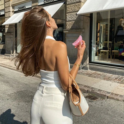 Top Cropped Costas Abertas para Mulher