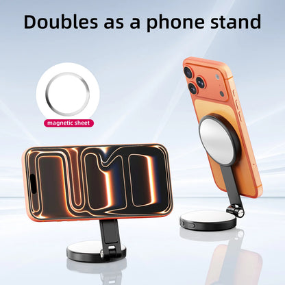 3 em 1 Magnetic Selfie Ring Light com Espelho – LED Dobrável 360°