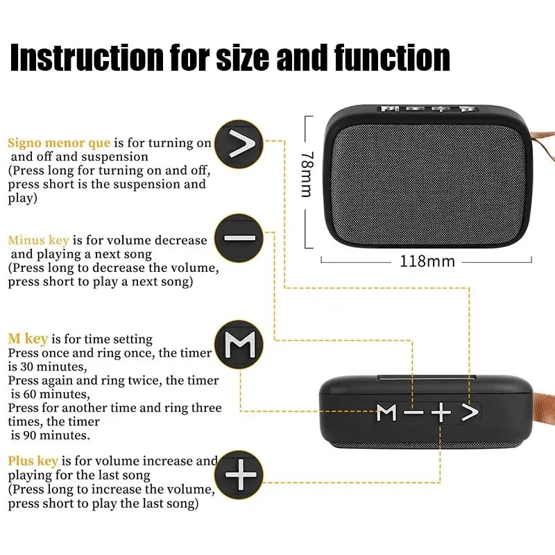 Coluna Bluetooth Portátil 3D Stereo
