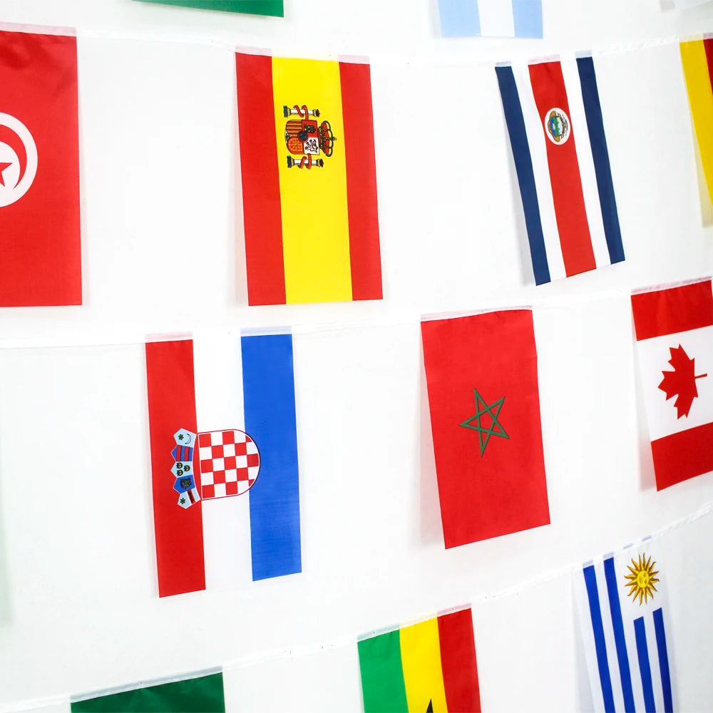 Bandeirolas Internacionais de Futebol | Decoração Mundial com 32 Países