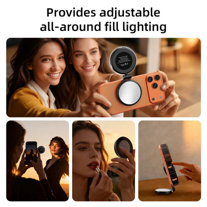 3 em 1 Magnetic Selfie Ring Light com Espelho – LED Dobrável 360°