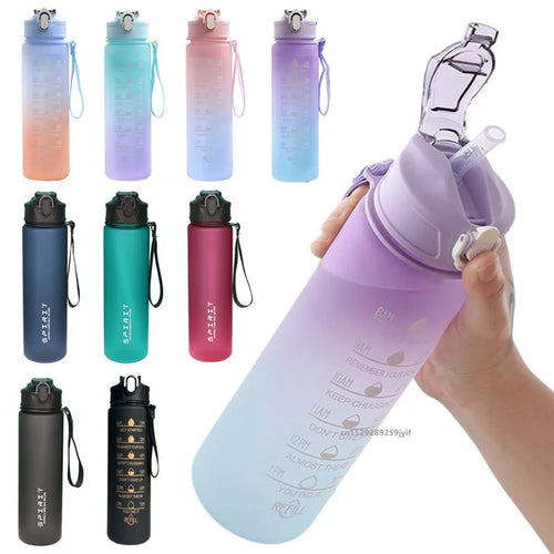 Motivational Fitness Water Bottle with Straw