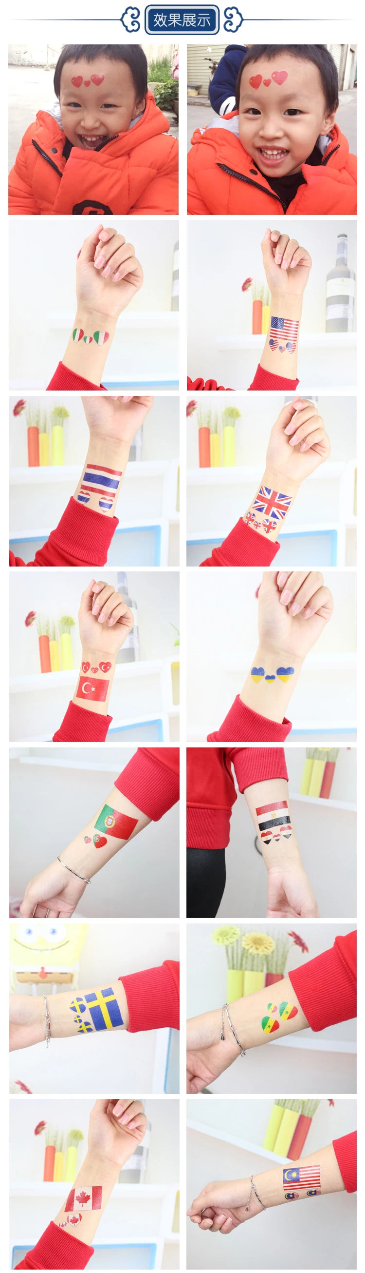 Tatuagens Temporárias de Bandeiras Nacionais