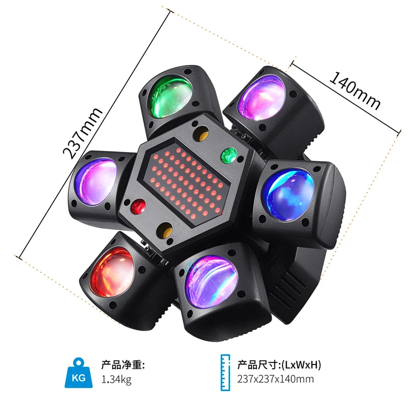 80W RGB LED Moving Head Beam Light – Efeito de Palco Profissional DJ