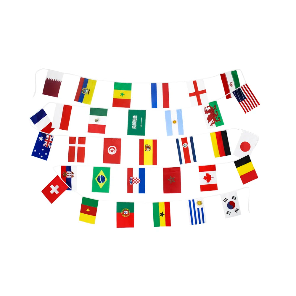 Bandeirolas Internacionais de Futebol | Decoração Mundial com 32 Países