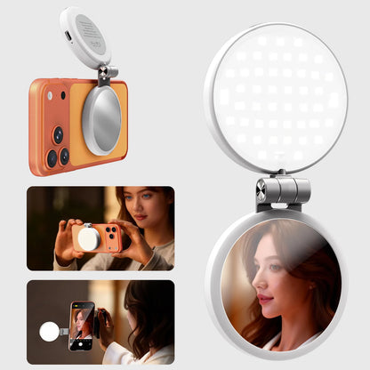 3 em 1 Magnetic Selfie Ring Light com Espelho – LED Dobrável 360°
