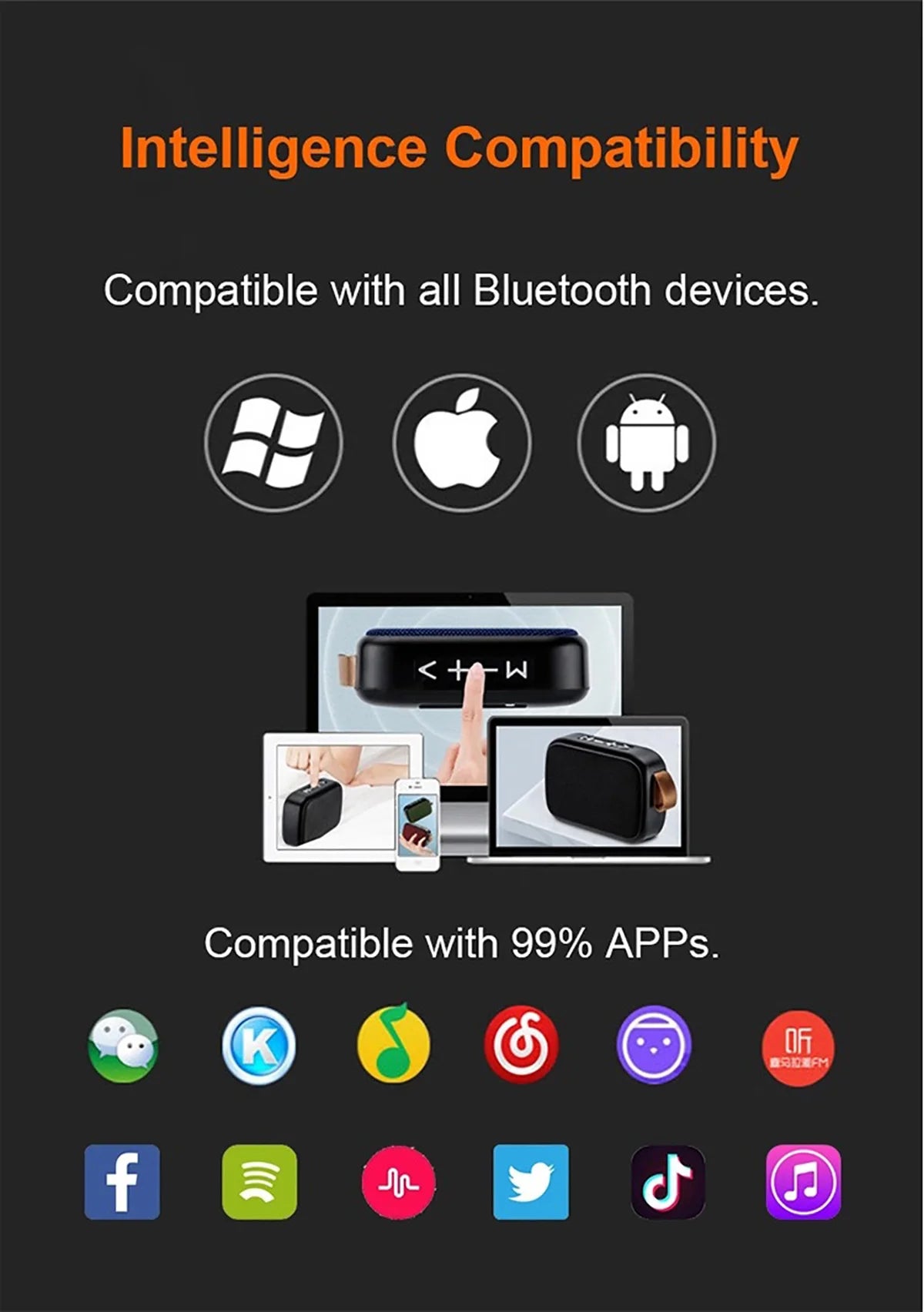 Coluna Bluetooth Portátil 3D Stereo