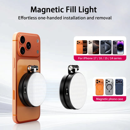3 em 1 Magnetic Selfie Ring Light com Espelho – LED Dobrável 360°